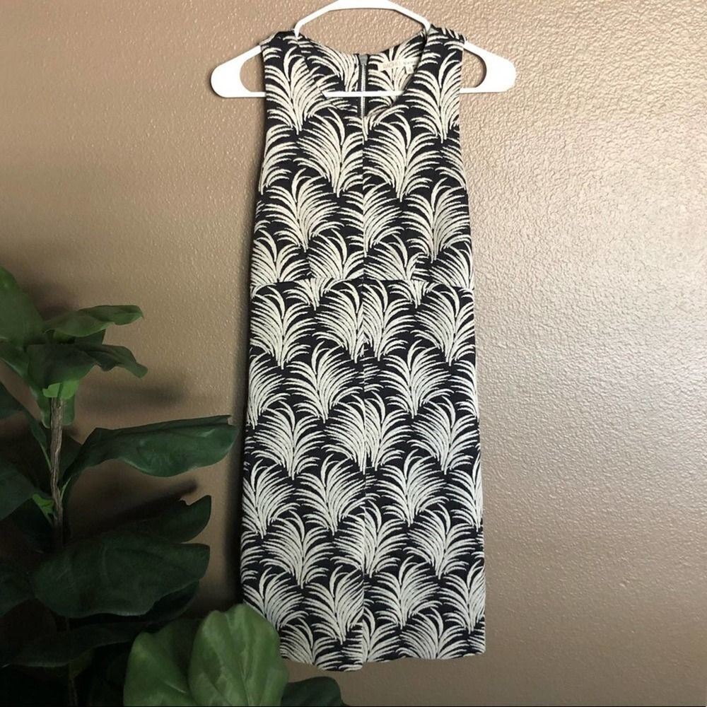 Rachel Roy Black & White Palm Leaf Print Dress